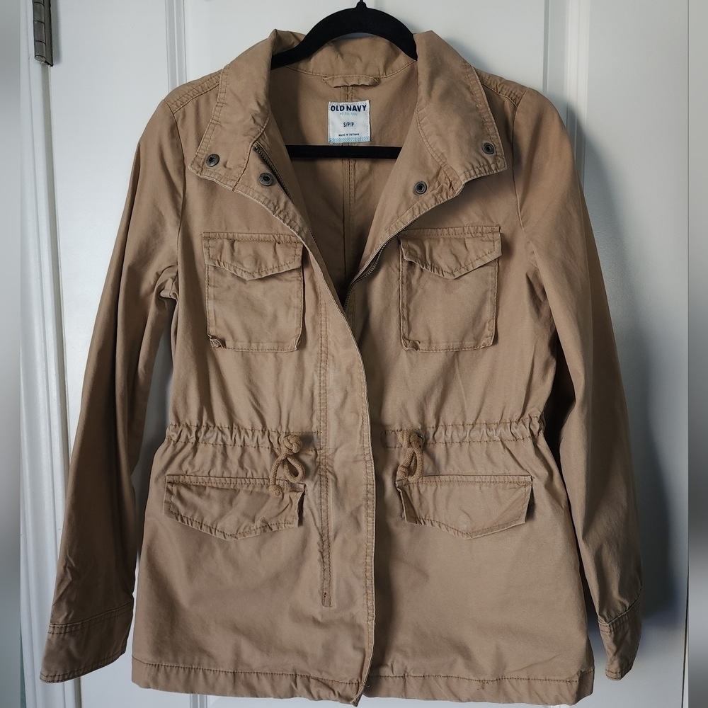 Old Navy Utility Coat Field Jacket Light Tan Khaki Brown Size Small